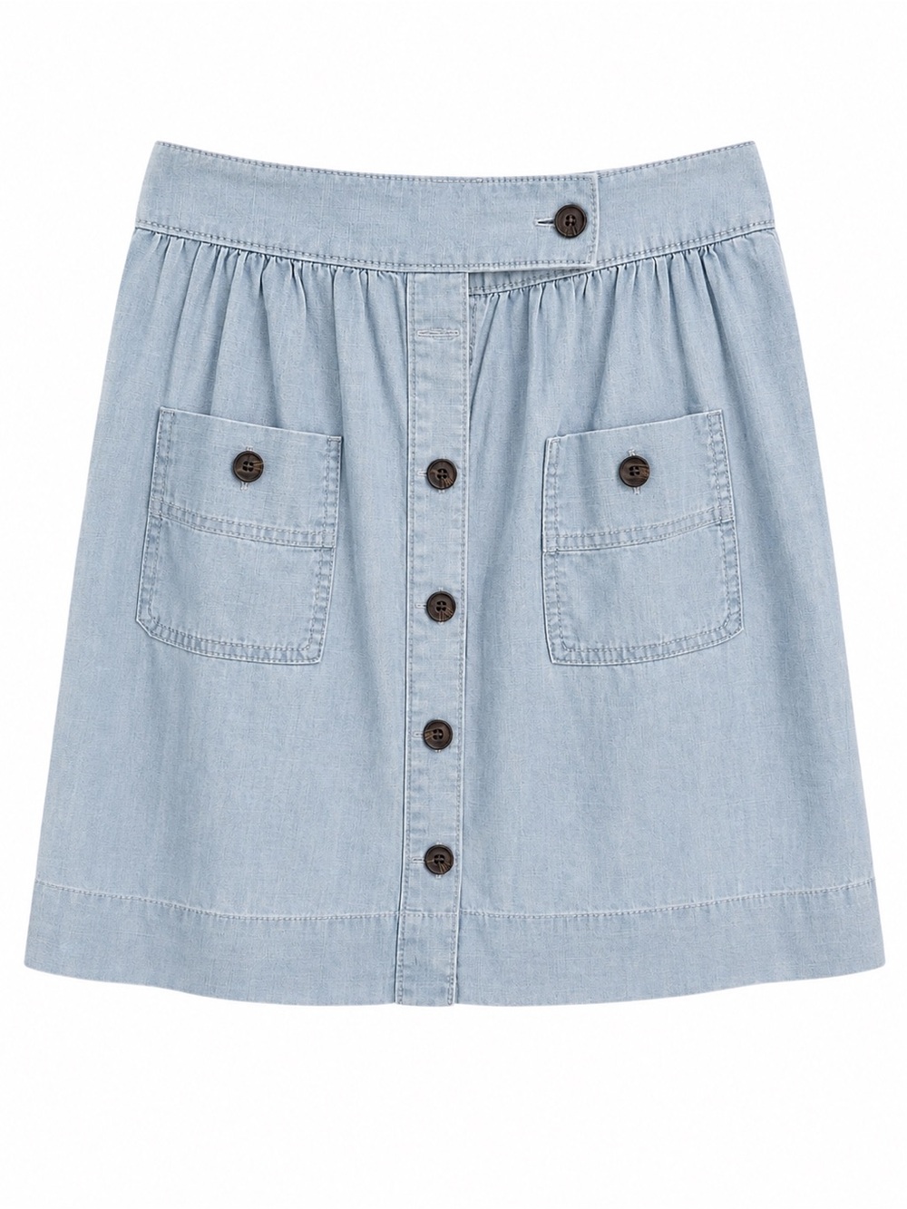 J. Crew Light Blue Denim Button-Front A-Line Skirt